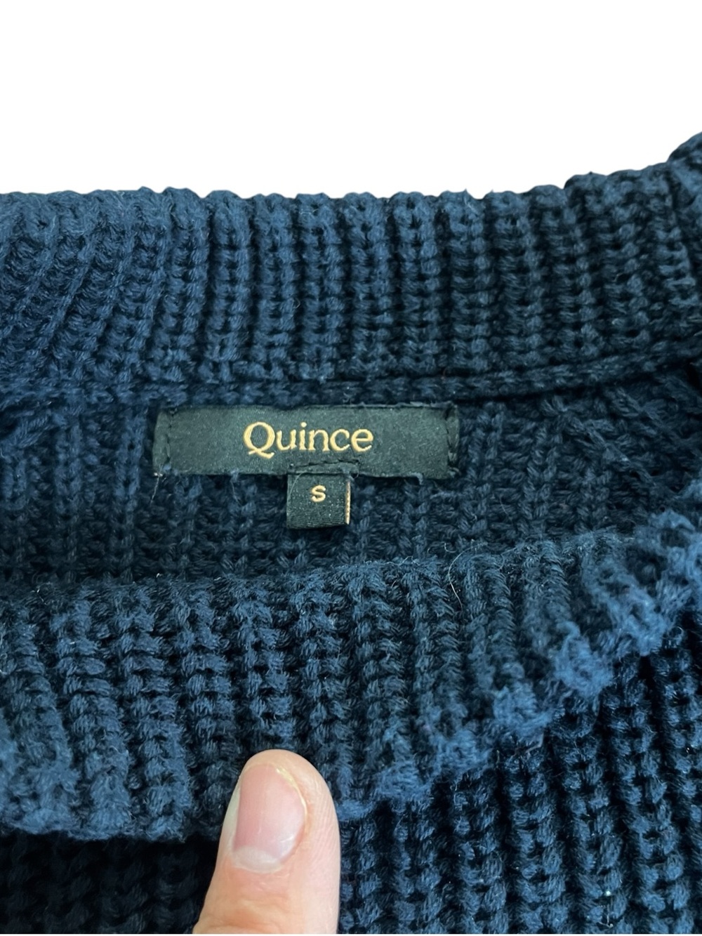 Quince Fisherman Knit Sweater Small Navy Organic Cotton Ribbed Crewneck Coastal - Picture 5 of 10